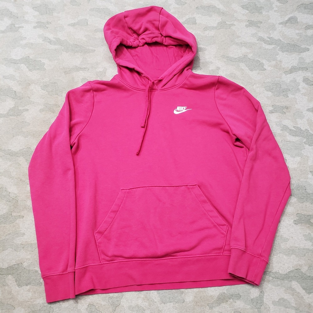 Nike Sweatshirt Womens Small Pink Pullover Fleece Hoodie Embroidered Logo Sports